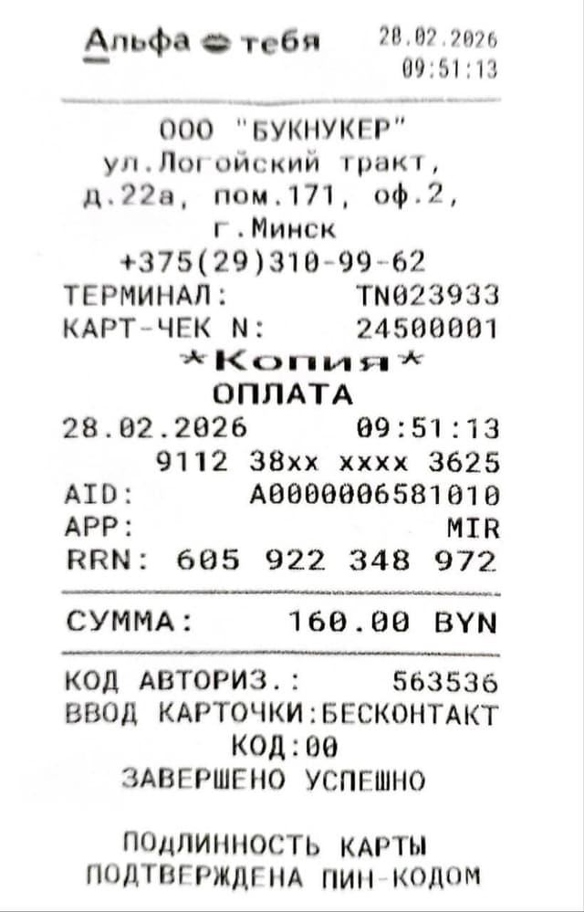 Payment document example 2